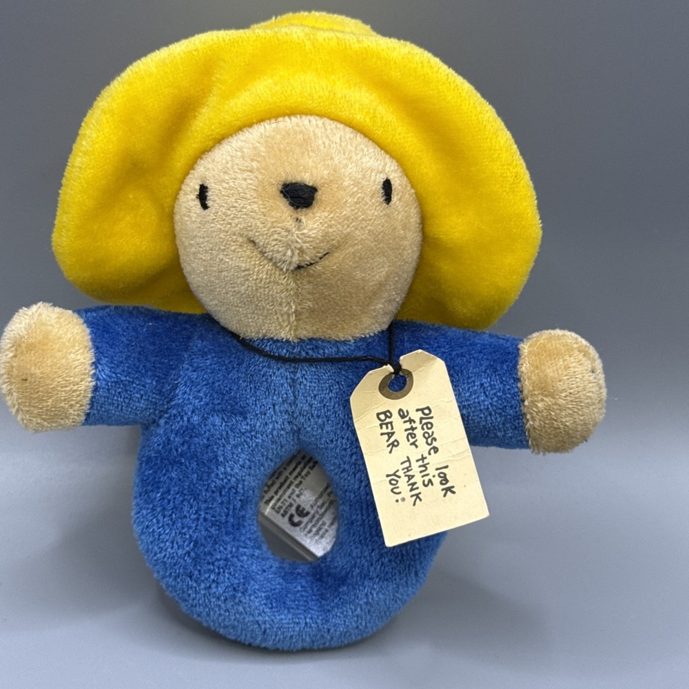 Vintage Paddington Bear Plush Baby Ring RATTLE Eden Toy Doll 6" New Tags